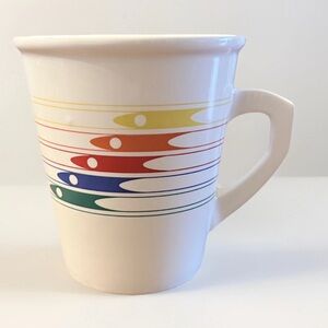 VINTAGE 1986 FTDA Rainbow Stripes Mug Large Ceramic Coffee Cup Retro. EUC B